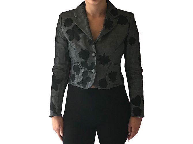 Giacca Corta Moschino in Cotone Grigio Grigio antracite - vista 2