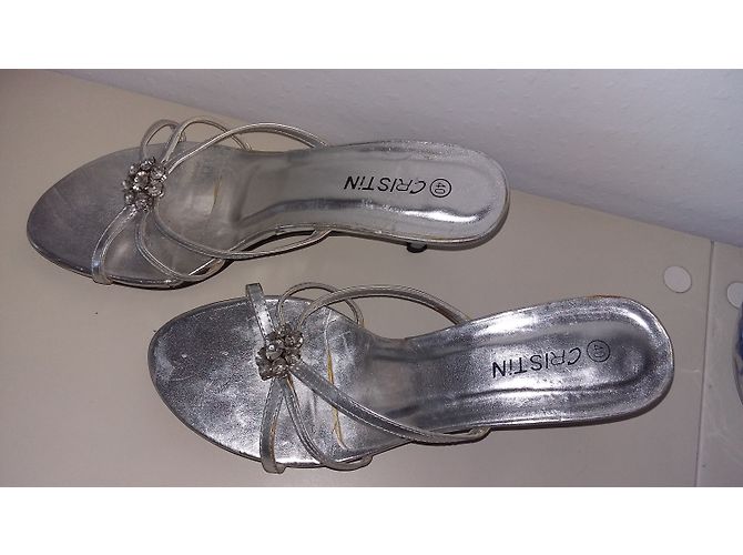 Autre Marque Christin Pantoletten Silber Strass Margerite Größe 39 - Ansicht 4