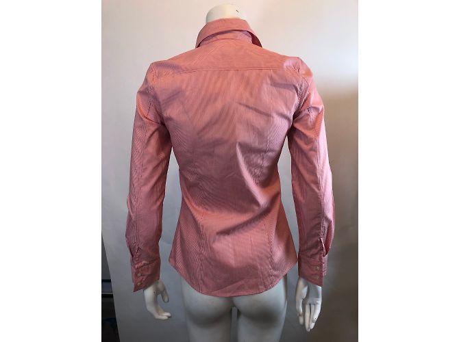 Lacoste Langarmhemd Weiß Rot Baumwolle 38EU - Ansicht 6