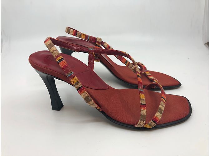 Sandalias Kenzo de cuero y tela rojas 39 - vista 3
