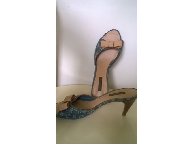 Décolleté Louis Vuitton in denim blu 39.5 - vista 2