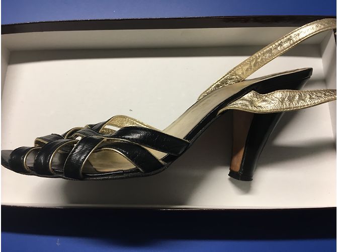 Autre Marque Scarpe aperte QSP nere e oro in pelle Nero - vista 2