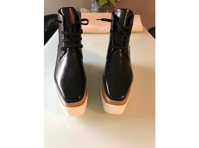 Stella Mc Cartney Stella McCartney Elyse Platform Derby Clogs White Blue Light Brown Leather - view 2