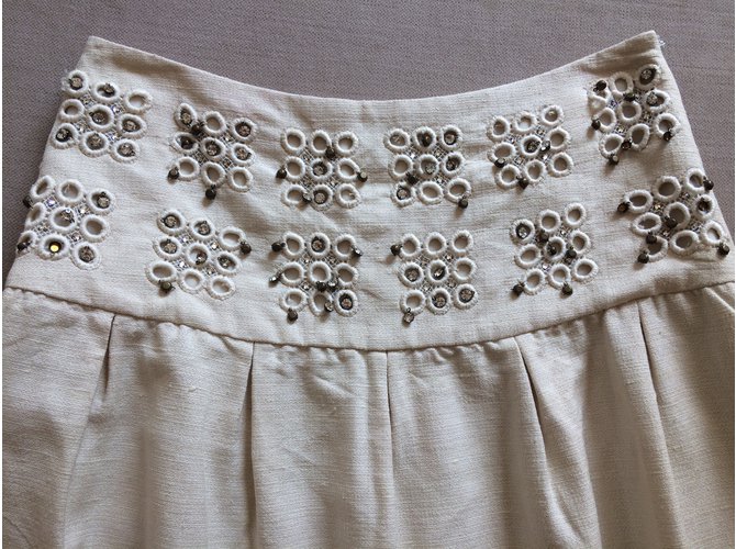 Falda Chloé de seda bordada beige - vista 2