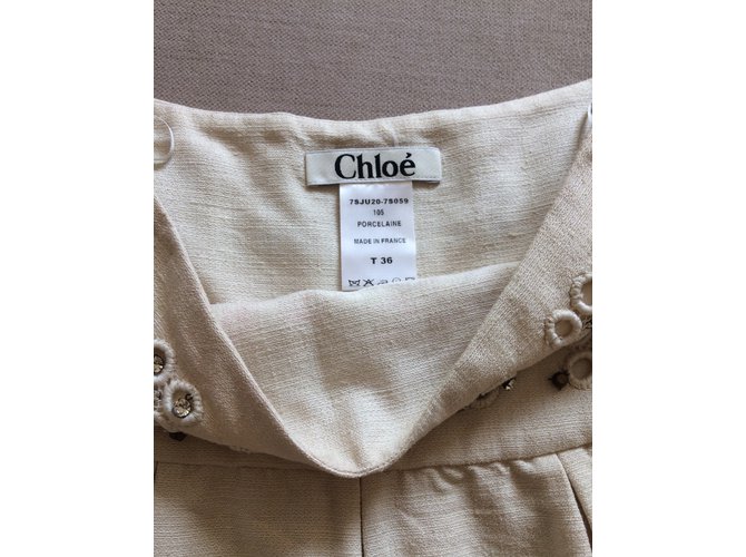 Falda Chloé de seda bordada beige - vista 4