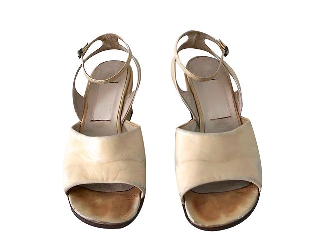 Sandali con tacco a zeppa Fausto Santini in pelle beige - vista 2