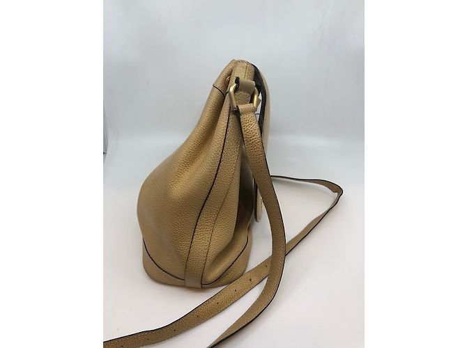 Borsa a secchiello Courreges in pelle beige - vista 2