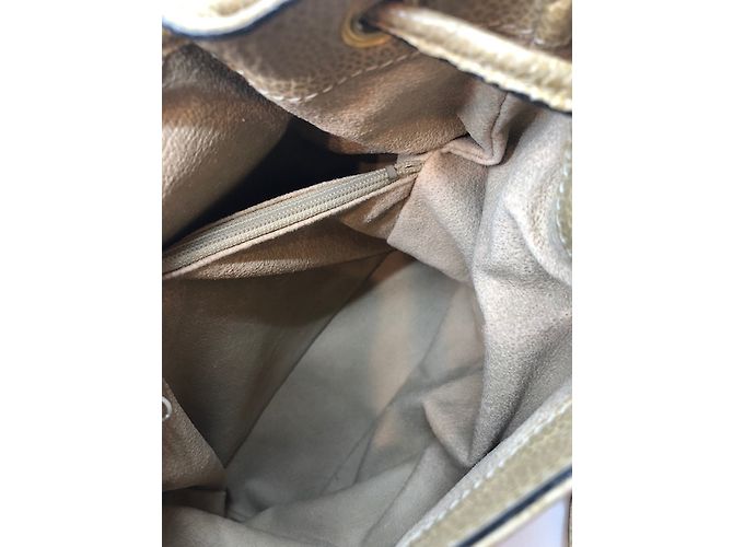 Borsa a secchiello Courreges in pelle beige - vista 3