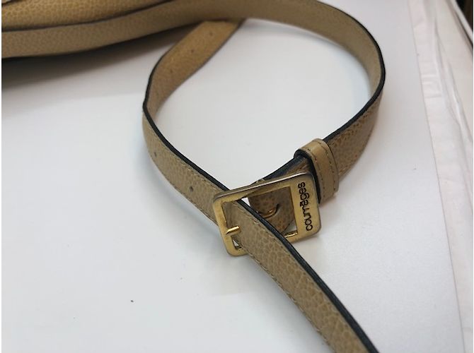 Borsa a secchiello Courreges in pelle beige - vista 4