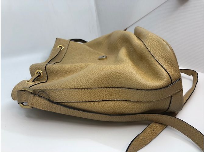 Borsa a secchiello Courreges in pelle beige - vista 5