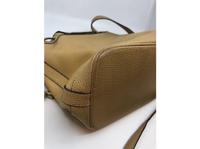 Borsa a secchiello Courreges in pelle beige - vista 6