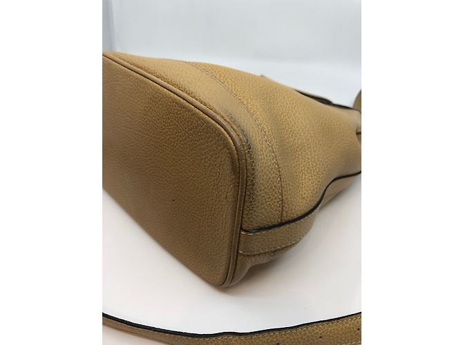 Borsa a secchiello Courreges in pelle beige - vista 7