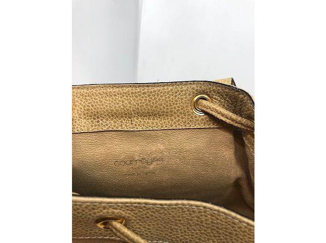 Borsa a secchiello Courreges in pelle beige - vista 8