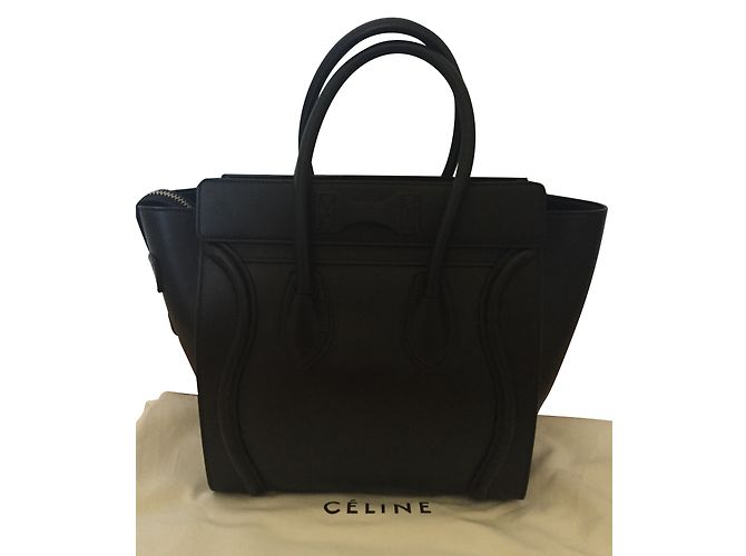 Borsa a mano Céline Luggage Micro in pelle liscia nera Nero - vista 2