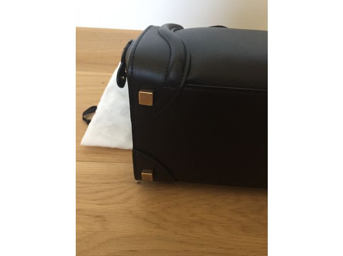 Borsa a mano Céline Luggage Micro in pelle liscia nera Nero - vista 3