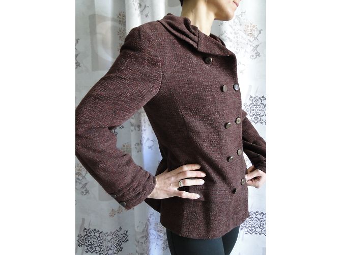 Tailleur Vintage Jupe + Veste En Tweed Bordeaux - Taille ~40, Doublé, Belle Qualité, Occasion Très Bon état (événements)