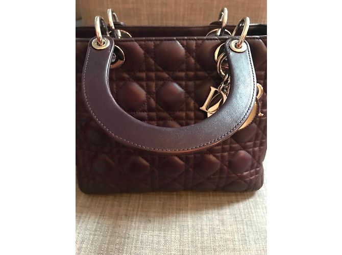 Borsa a mano Christian Dior Lady Dior in pelle Prugna - vista 3