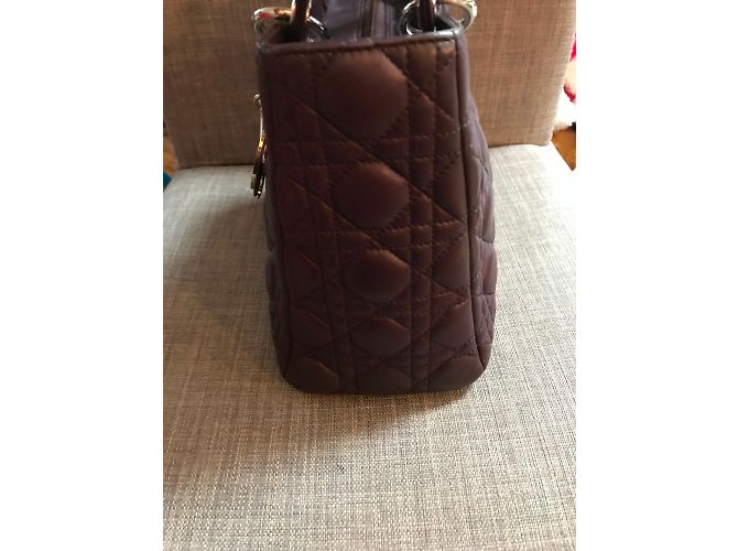 Borsa a mano Christian Dior Lady Dior in pelle Prugna - vista 4