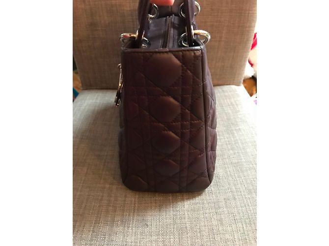 Borsa a mano Christian Dior Lady Dior in pelle Prugna - vista 5