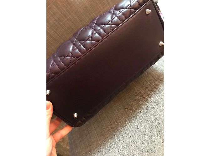 Borsa a mano Christian Dior Lady Dior in pelle Prugna - vista 6