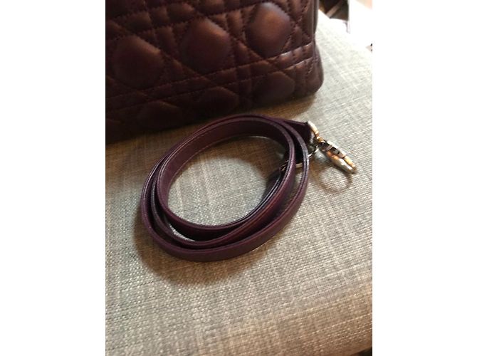 Borsa a mano Christian Dior Lady Dior in pelle Prugna - vista 7