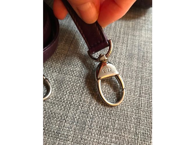 Borsa a mano Christian Dior Lady Dior in pelle Prugna - vista 8