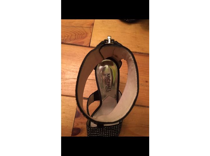 Sandali Michael Kors Neri Argentati in Pelle di Cervo 37 Nero Argento - vista 2