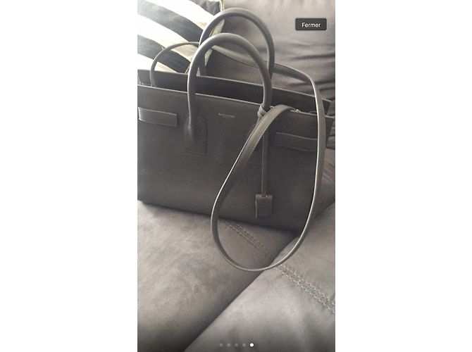 Yves Saint Laurent Sac du Jour borsa in pelle grigia - vista 4
