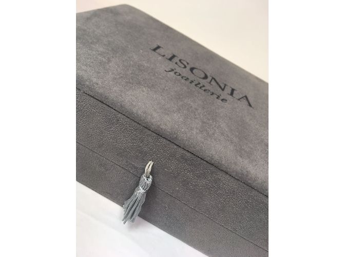 Autre Marque Boîte à bijoux Lisonia en velours gris et bois - vue 4