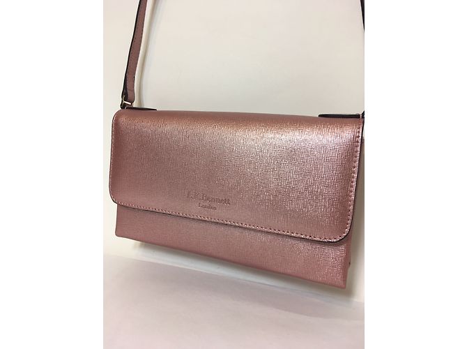 Lk Bennett Piccola Clutch in Pelle Rosa Metallizzato - vista 7