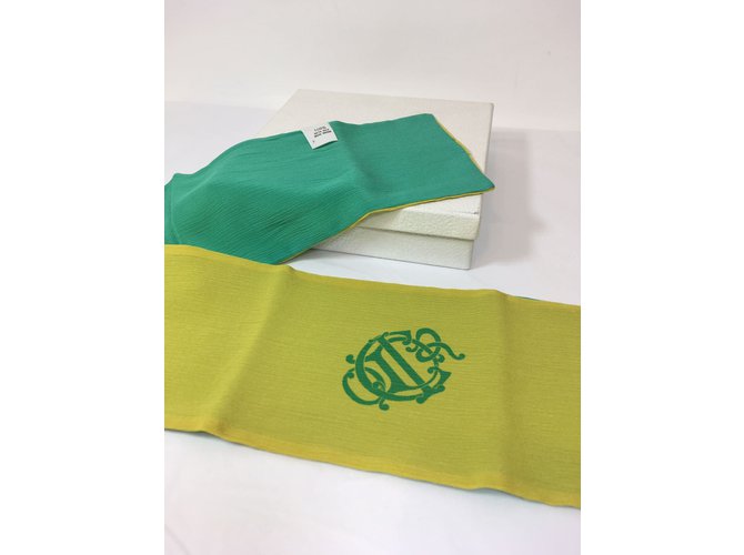 Sciarpa in seta Christian Dior Verde e Gialla Giallo - vista 3