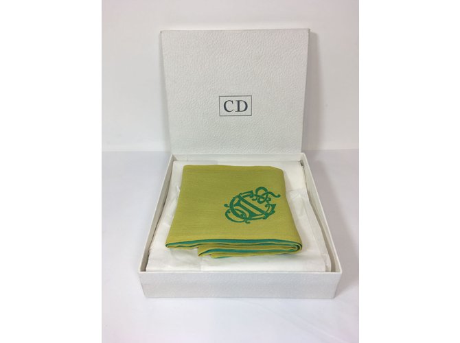 Sciarpa in seta Christian Dior Verde e Gialla Giallo - vista 4