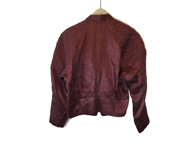 Chaqueta Issey Miyake de lino rojo oscuro Burdeos - vista 2