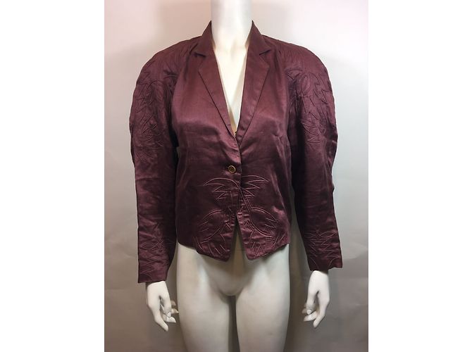Chaqueta Issey Miyake de lino rojo oscuro Burdeos - vista 4