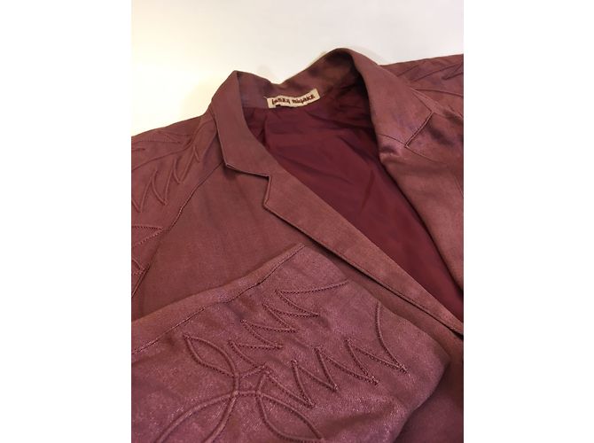 Chaqueta Issey Miyake de lino rojo oscuro Burdeos - vista 6