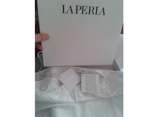 La Perla Top in Pizzo Bianco in Cotone - vista 4