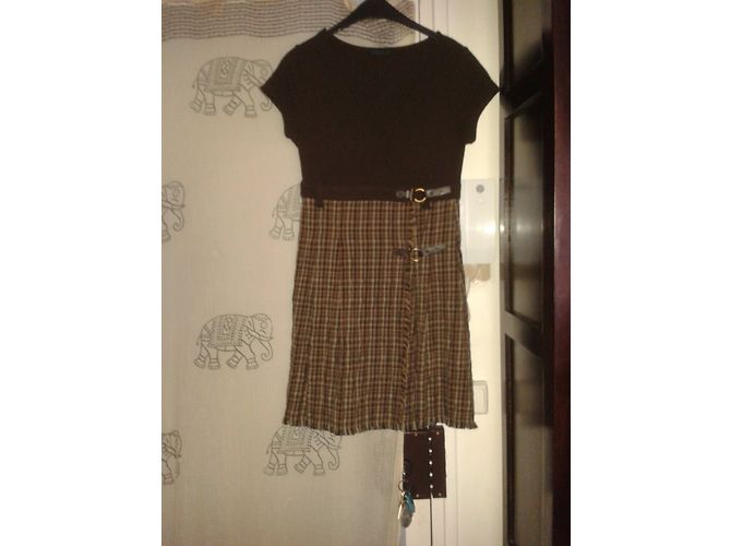 Vestido Ikks de lana con estampado tartan marrón Castaño - vista 2