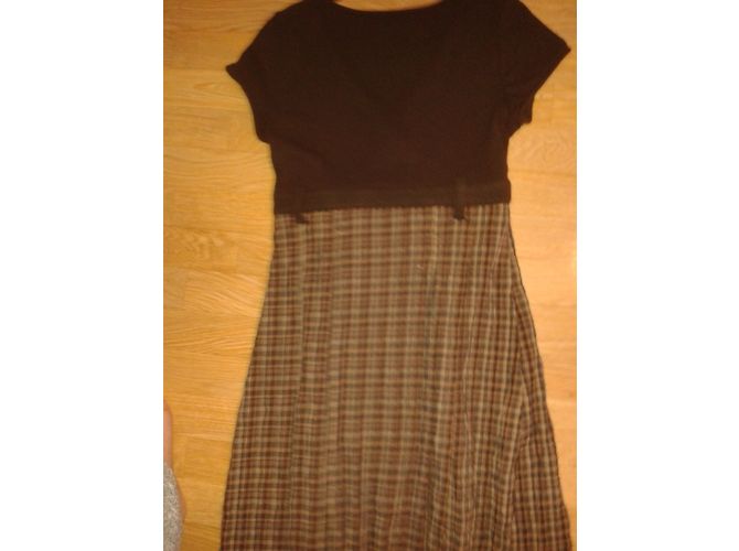 Vestido Ikks de lana con estampado tartan marrón Castaño - vista 3