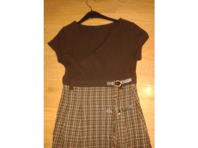 Vestido Ikks de lana con estampado tartan marrón Castaño - vista 4