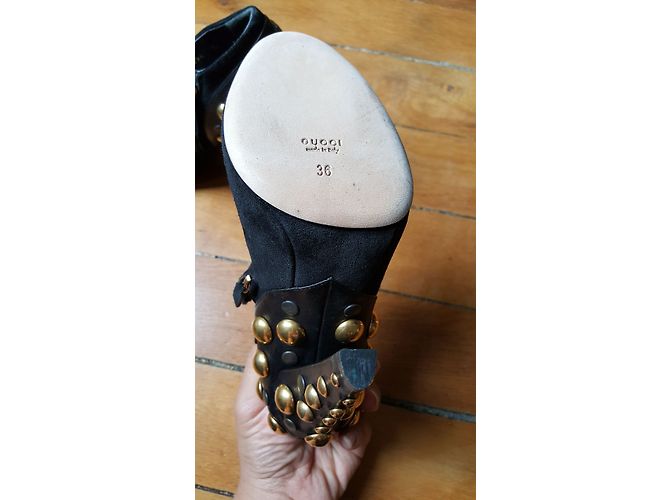 Stivaletti Gucci in pelle di cervo nera Nero - vista 4