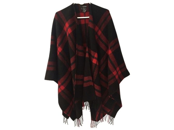 Poncho de lana con estampado de tartán rojo The Kooples - vista 2