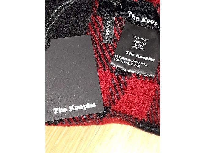 Poncho de lana con estampado de tartán rojo The Kooples - vista 3