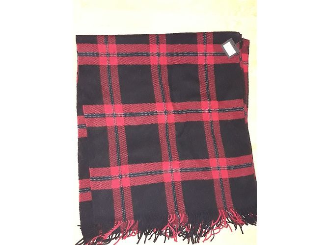 Poncho de lana con estampado de tartán rojo The Kooples - vista 4