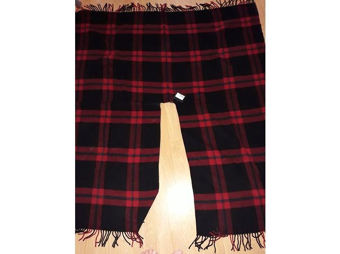 Poncho de lana con estampado de tartán rojo The Kooples - vista 5