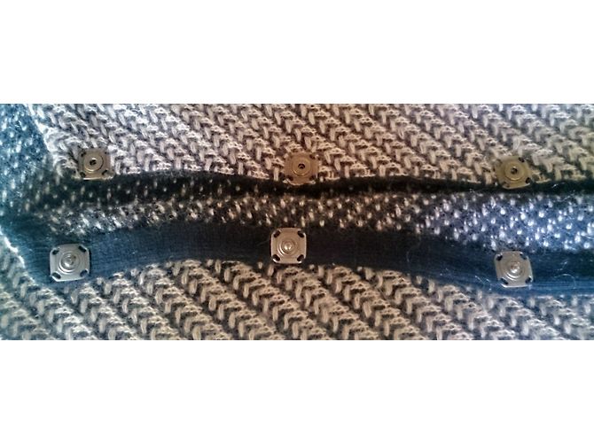 Cappotto Roberto Collina in lana e mohair chevron blu navy - vista 4