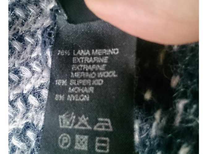 Cappotto Roberto Collina in lana e mohair chevron blu navy - vista 5