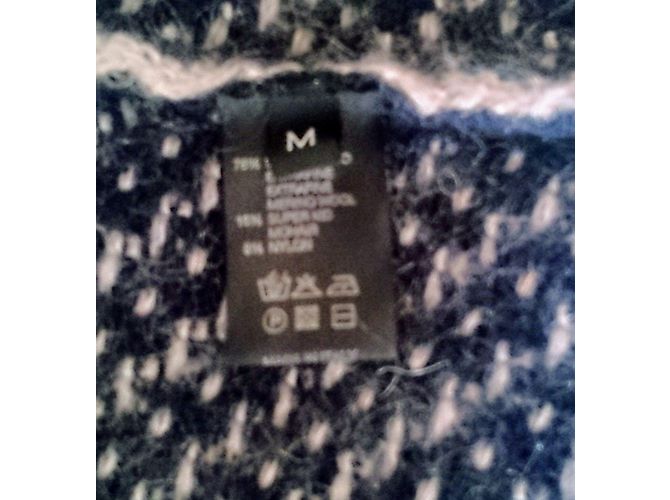 Cappotto Roberto Collina in lana e mohair chevron blu navy - vista 6