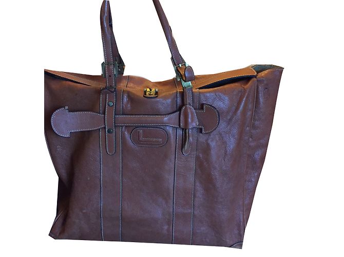 Borsa da viaggio Lancel in pelle marrone - vista 2