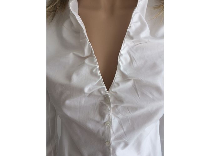 Blusa Hugo Boss blanca de algodón con manga larga Blanco - vista 5