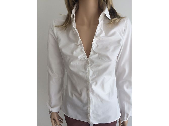 Blusa Hugo Boss blanca de algodón con manga larga Blanco - vista 8